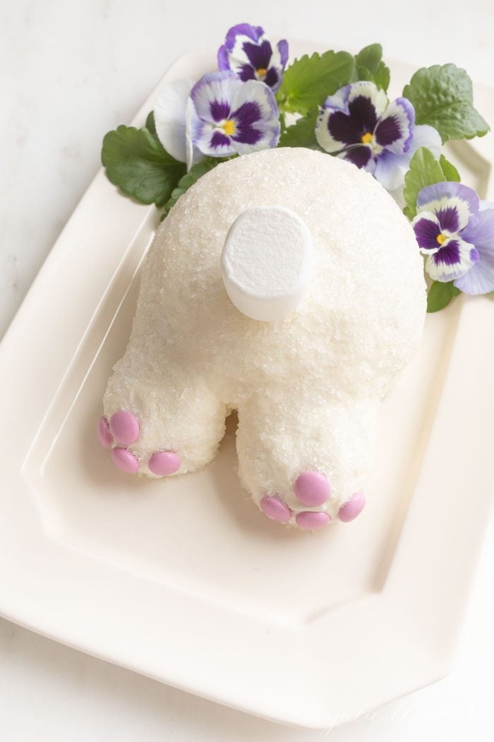 easter dessert idea bunny digging in flowers