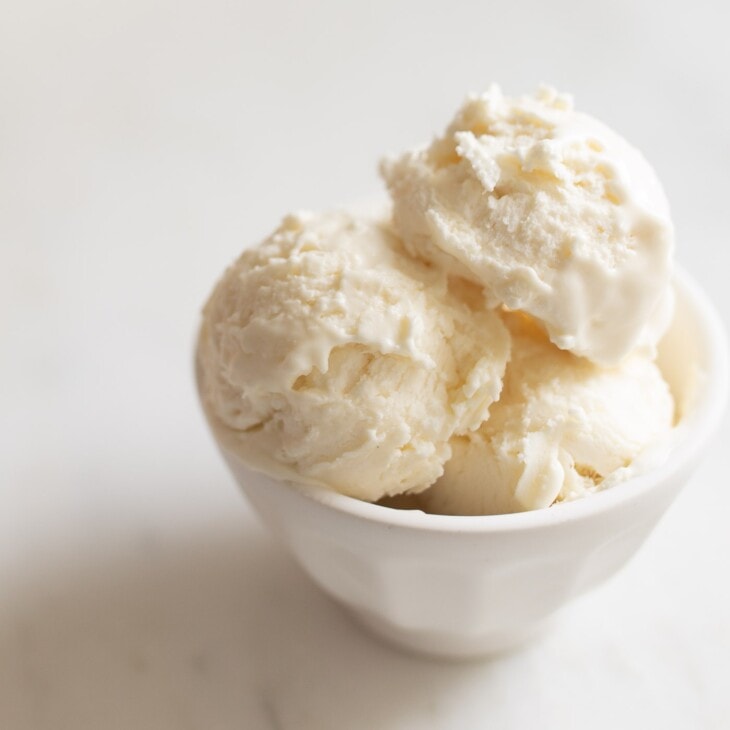 Bowl of cream cheese ice cream