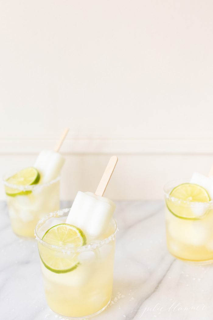 lime margaritas, with lime popsicles