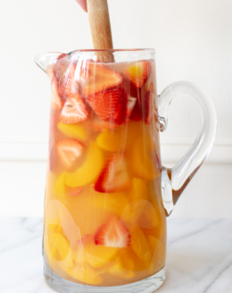 A pitcher of Moscato sangria