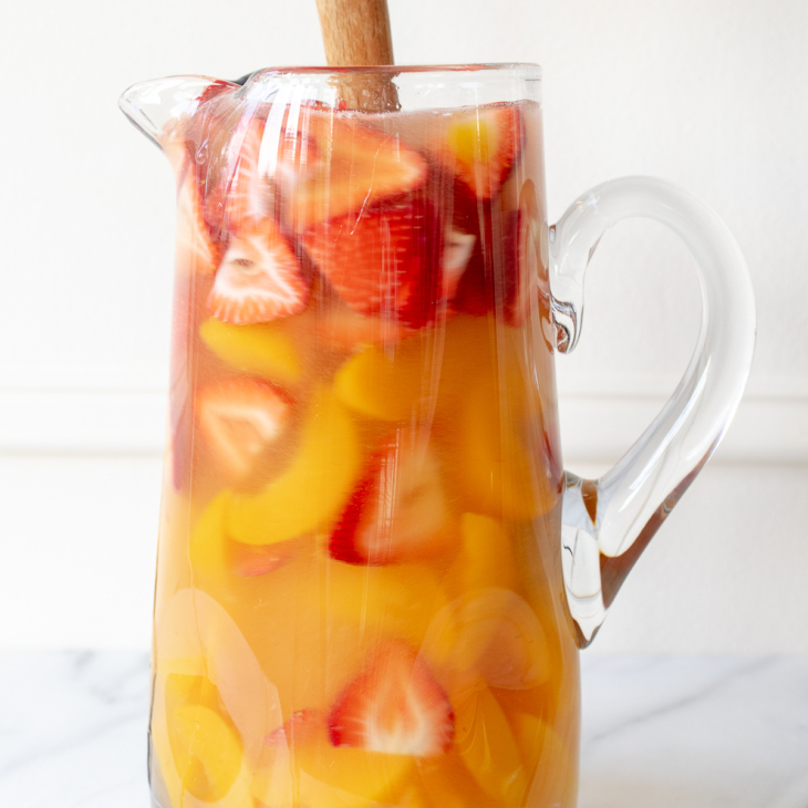 A pitcher of Moscato sangria