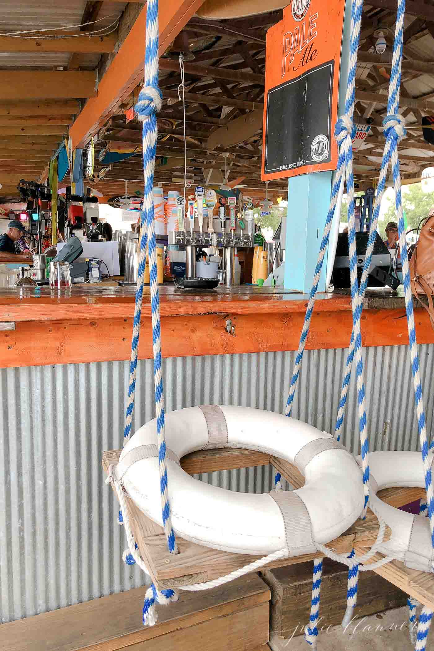 life ring swing at tiki bar on table rock lake