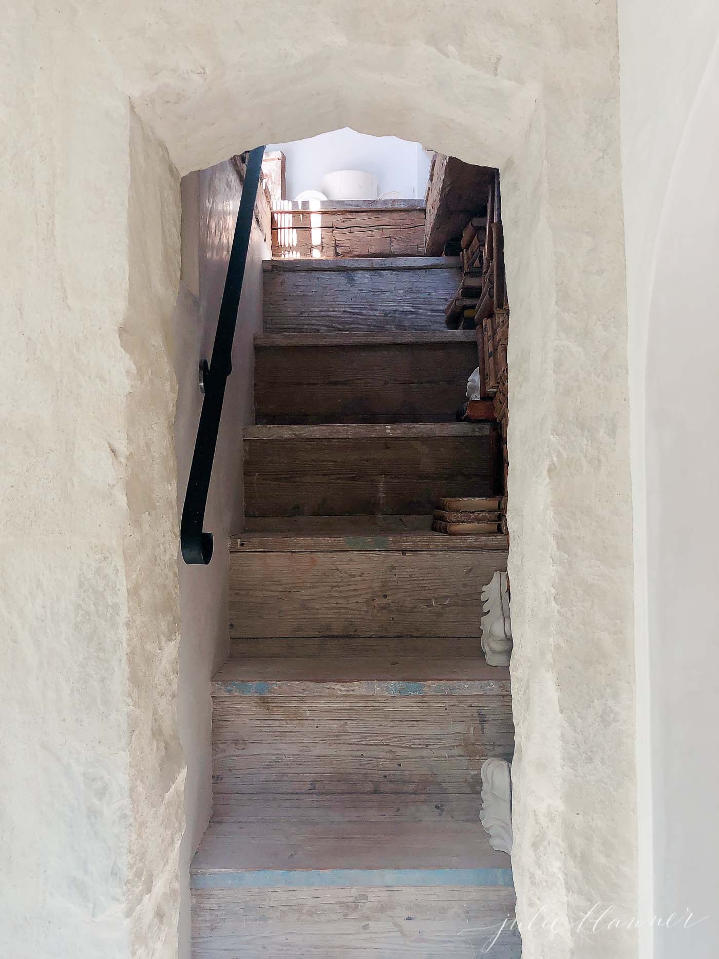 Beautiful rustic stairwell in country decor.