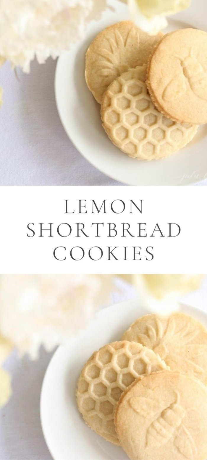 lemon shortbread cookies with Beas and flowers