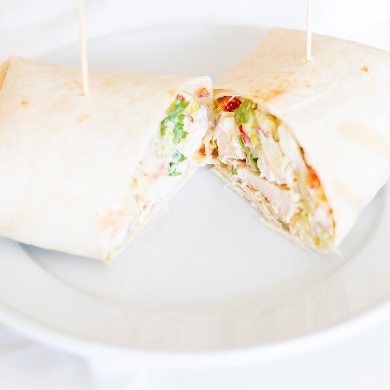 Chicken Wrap with Savory Cream Cheese Spread - Words of Deliciousness