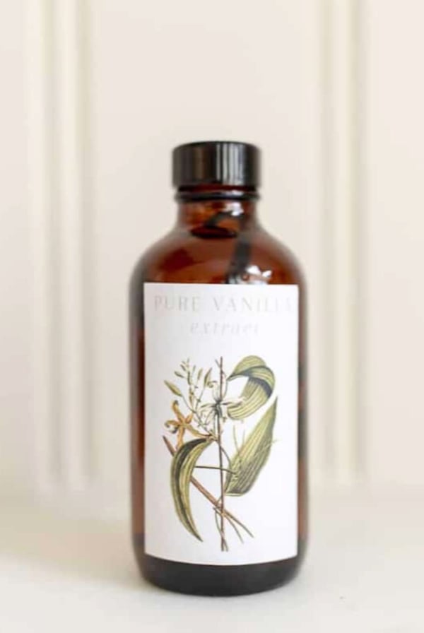 a brown bottle of homemade vanilla extract