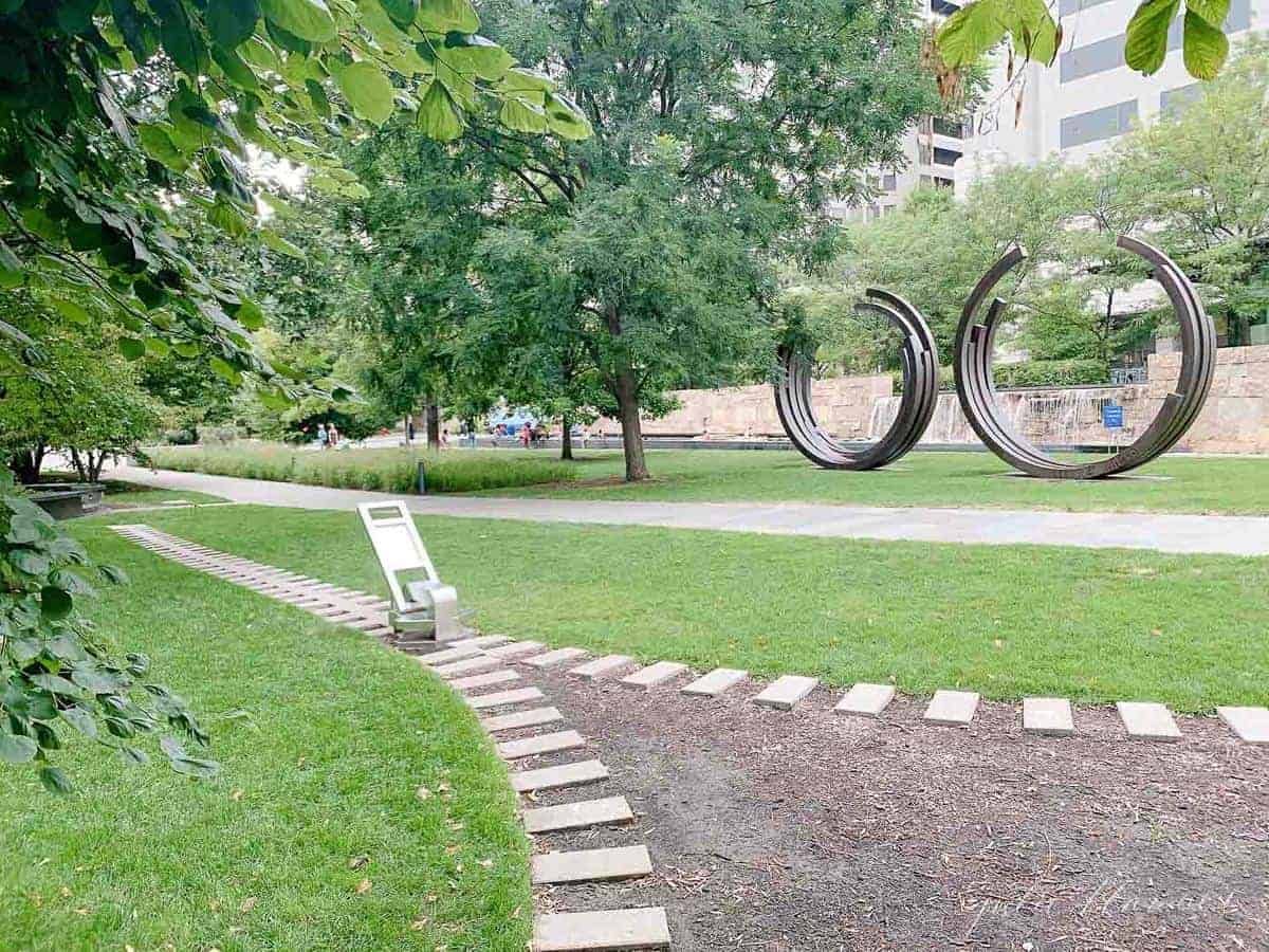 Zipper line in a fun St. Louis sculpture park.