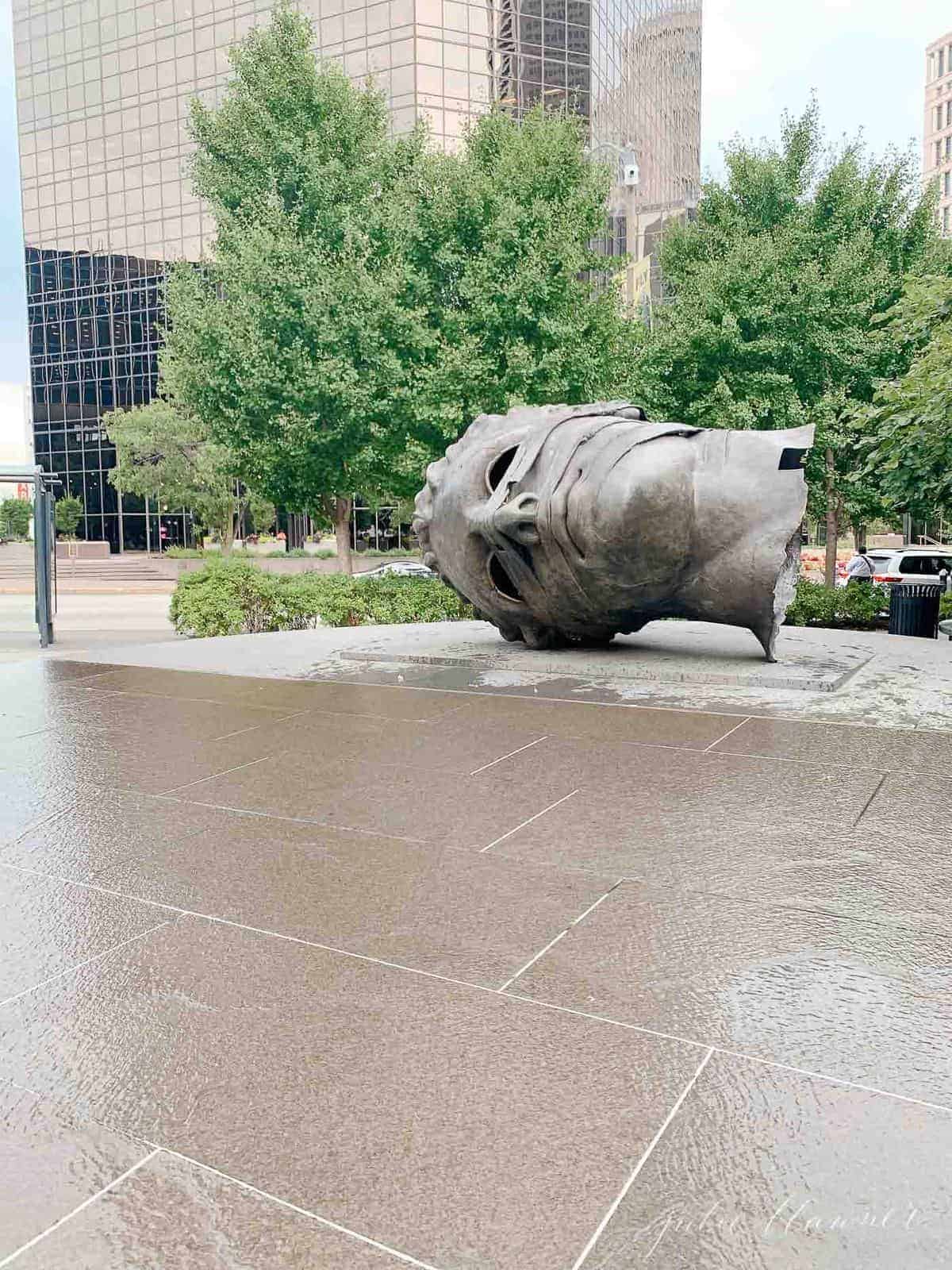 City garden head sculpture in St. Louis.