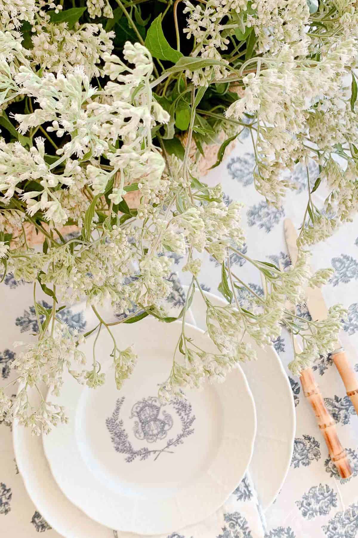 personalized china wildflowers and block print