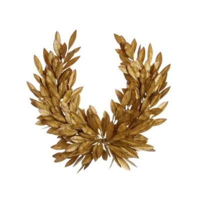 A laurel wreath on a white background.