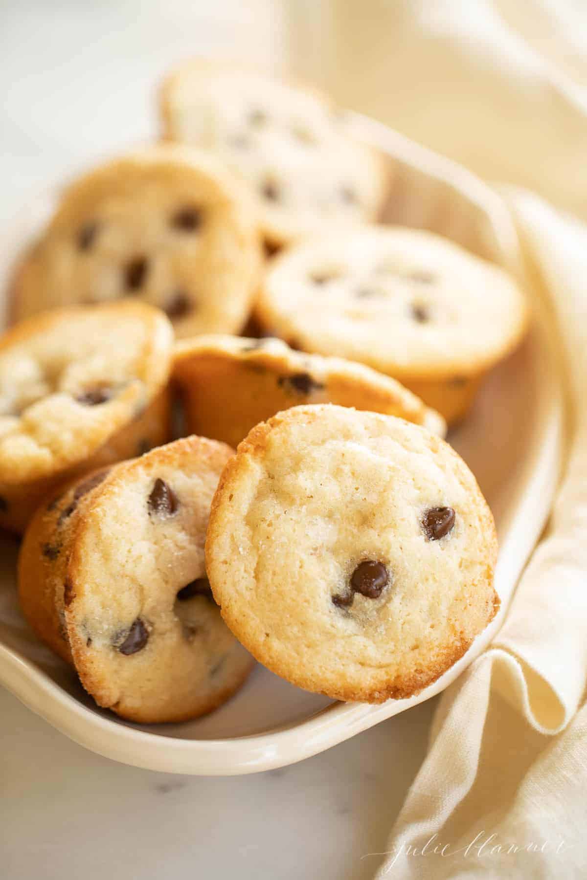 chocolate chip muffins in a bowl
