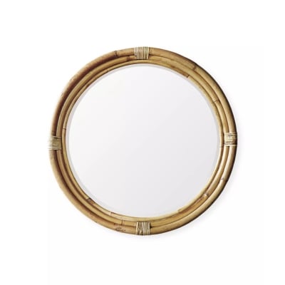 a round rattan mirror