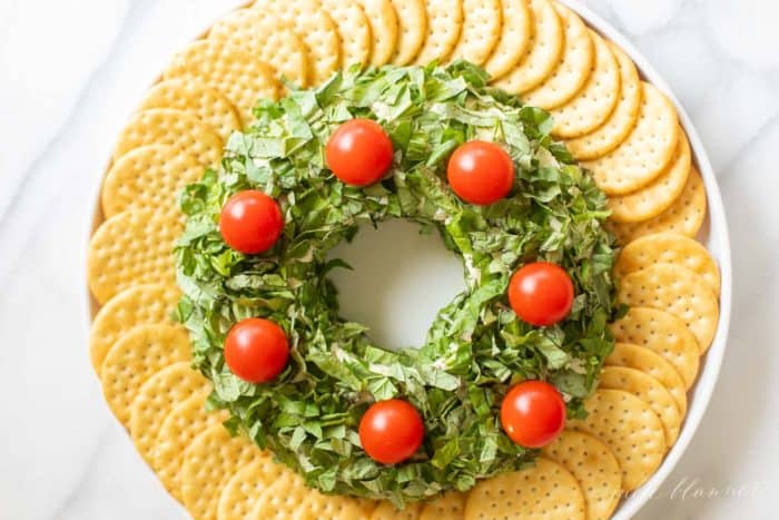 Pesto Cheeseball Wreath | A Festive Holiday Appetizer