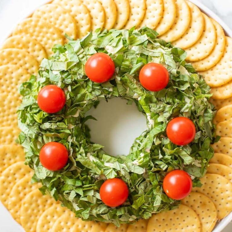 Pesto Cheese Ball Wreath Julie Blanner