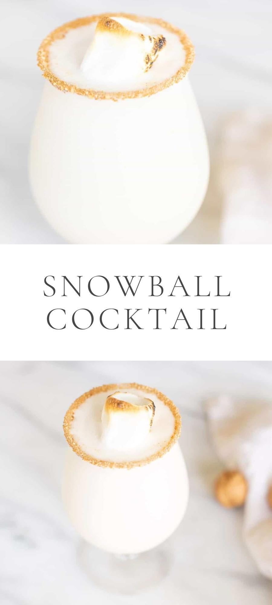 snowball cocktail in clear glass