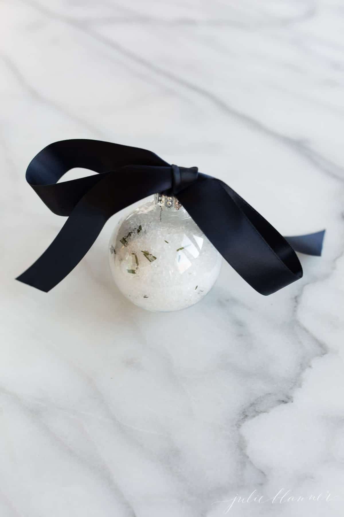 homemade bath salts in an ornament