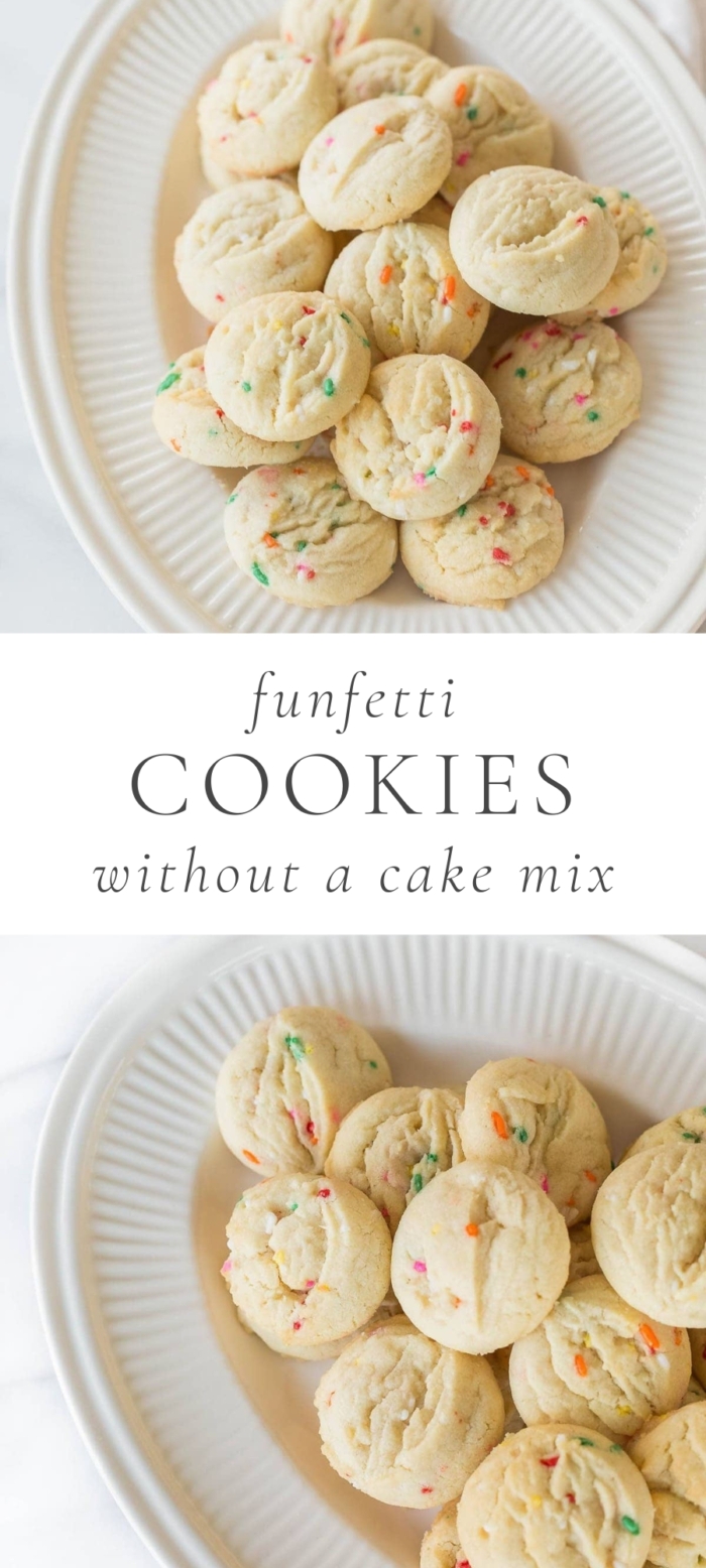 funfetti miniature cookies in white plate
