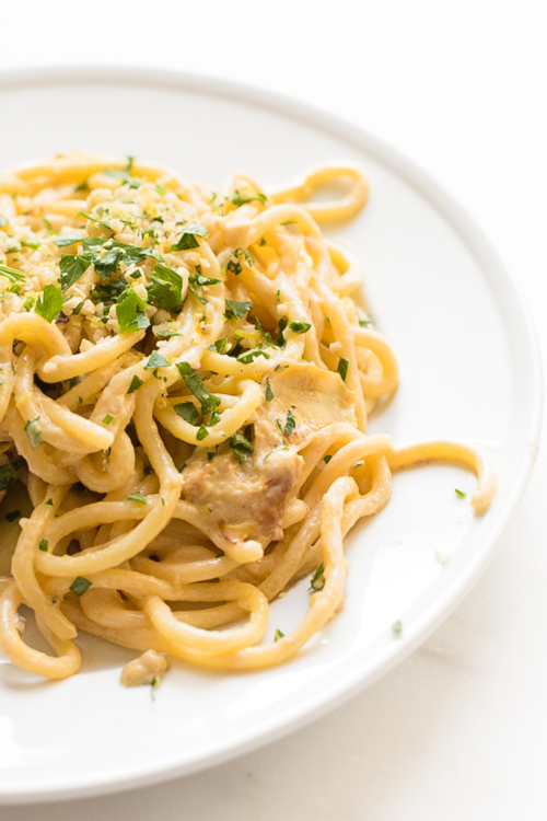 Lemon Spaghetti with Artichokes| Julie Blanner