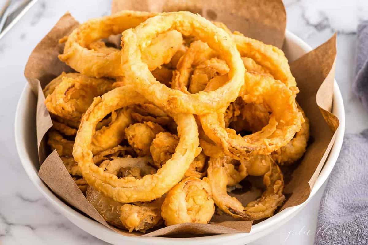 Homemade Onion Rings Dipped In Beer Batter with Video | Julie Blanner