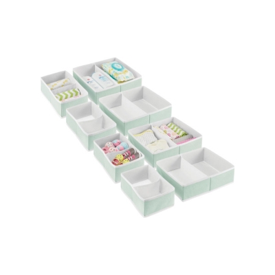 A kitchen drawer organizer filled with diapers, wipes, and baby wipes.