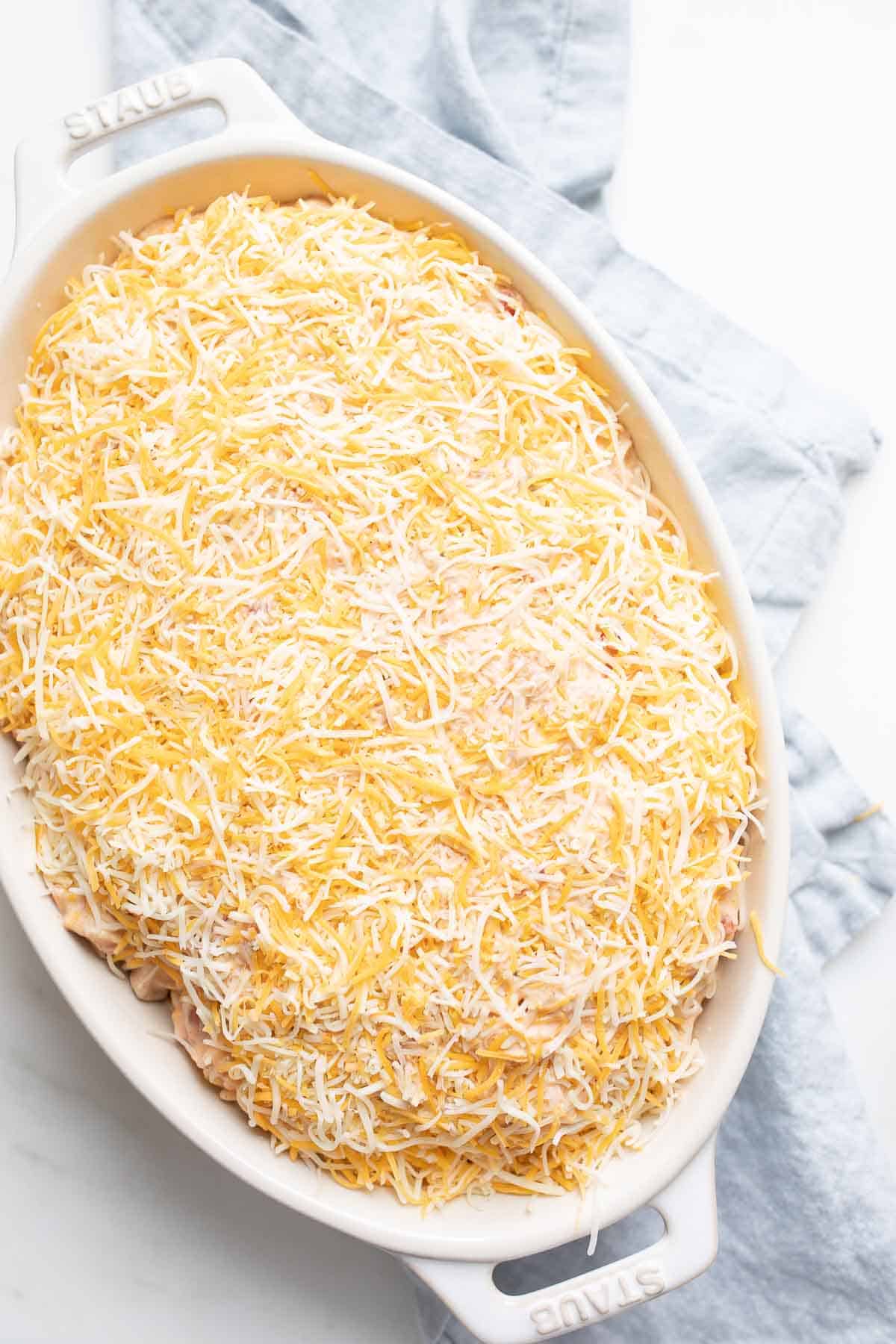 casserole covered in cheese