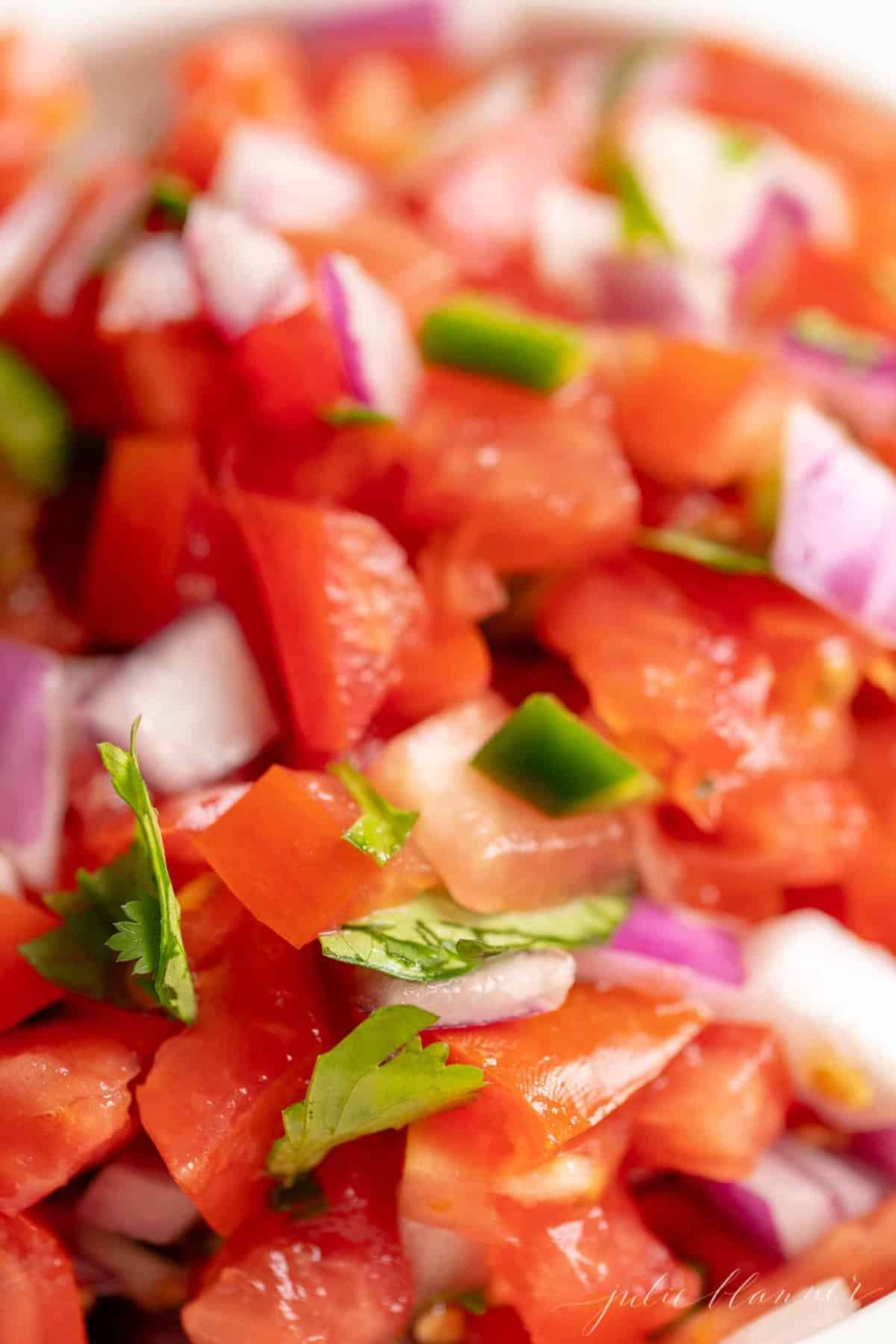 close up of an easy chopped pico de gallo recipe