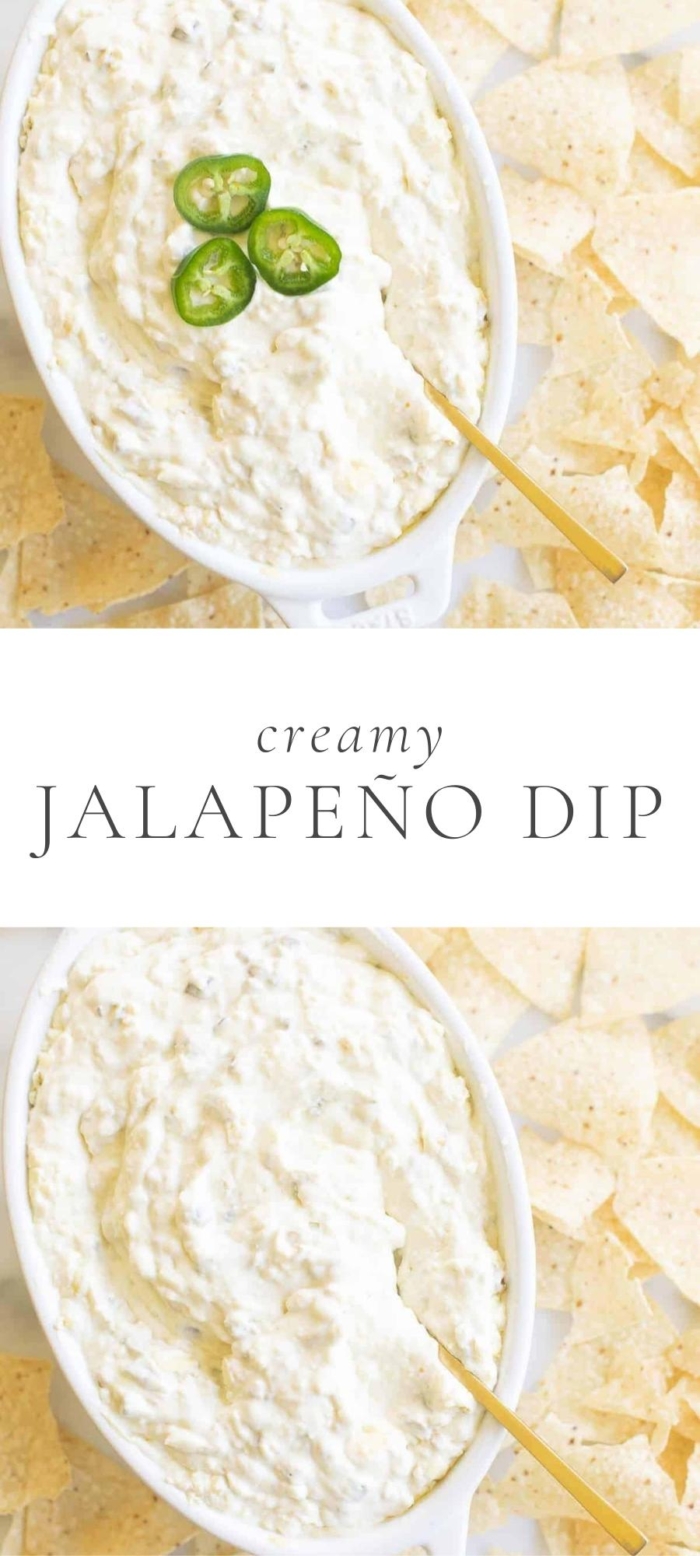 jalapeno dip next to chips in baking dish
