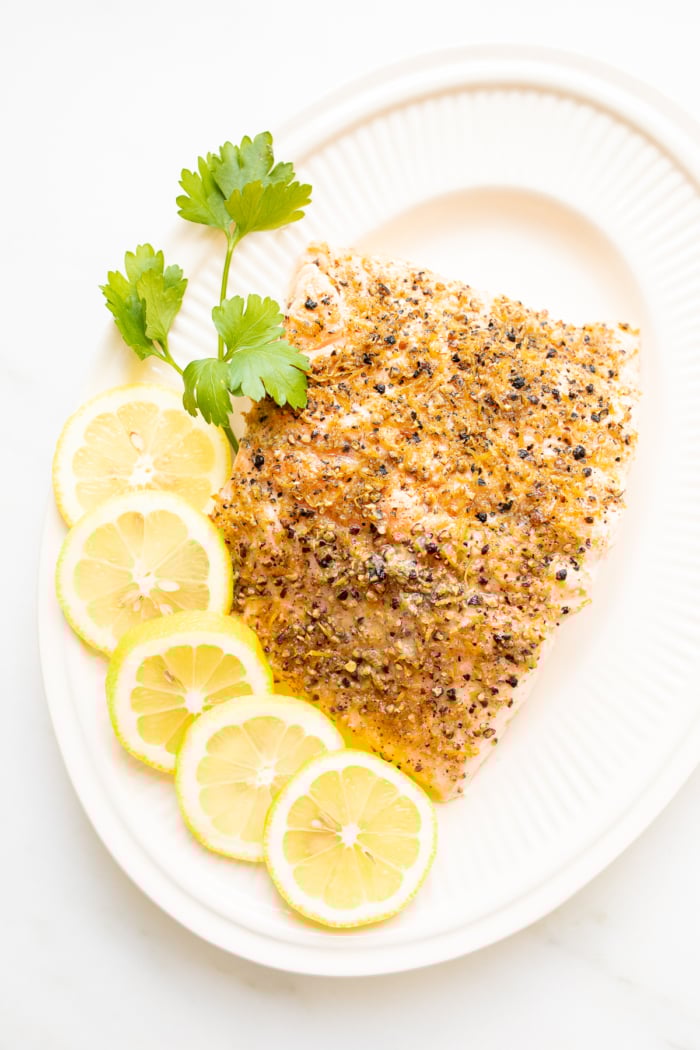 Light and Easy Lemon Pepper Salmon Recipe | Julie Blanner