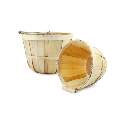 light wood bushel baskets