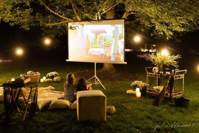 outdoor projector speaker setup