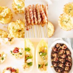 A square collage of six hors d-oeuvres recipes