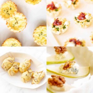 4 hors d'oeuvres in a split photo
