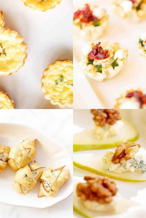 4 hors d'oeuvres in a split photo
