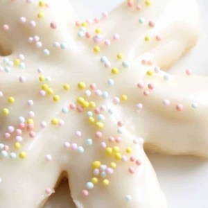 sugar cookie with buttercream icing and sprinkles