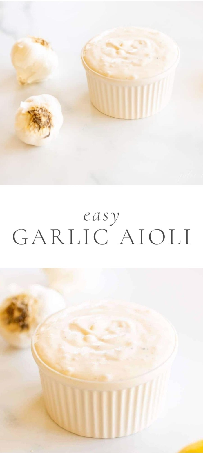 garlic next to garlic aioli in bowls