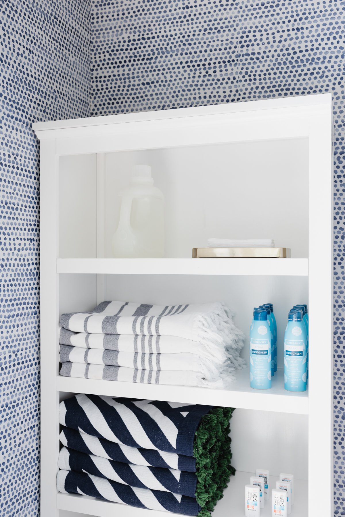 An organized laundry closet