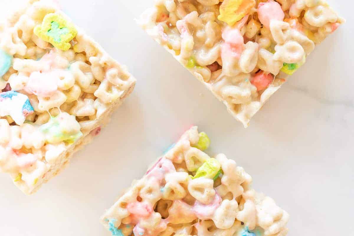 lucky charms treats cut into squares