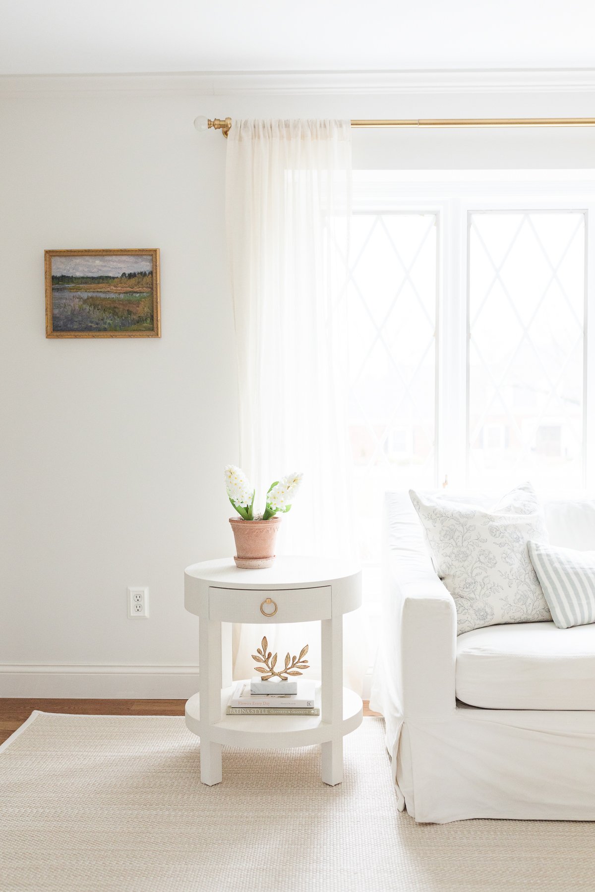 living room with sisal rug