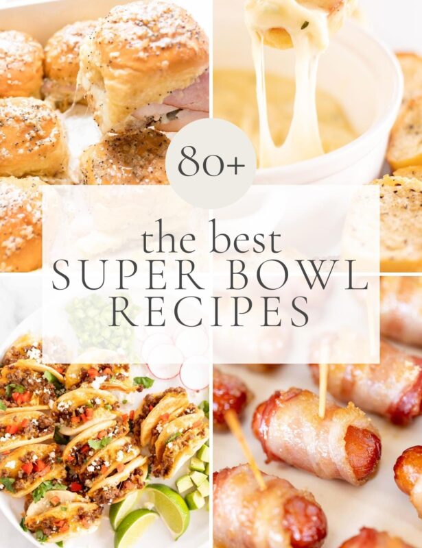 collage of popular super bowl recipes