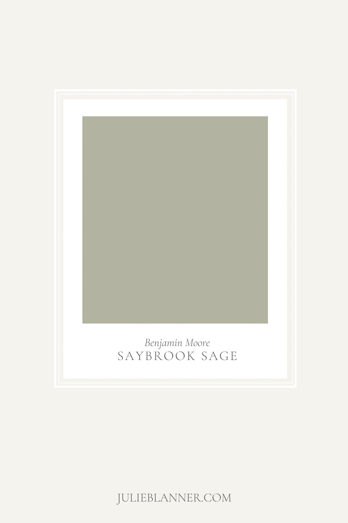 A sage green paint color swatch of Benjamin Moore Saybrook Sage