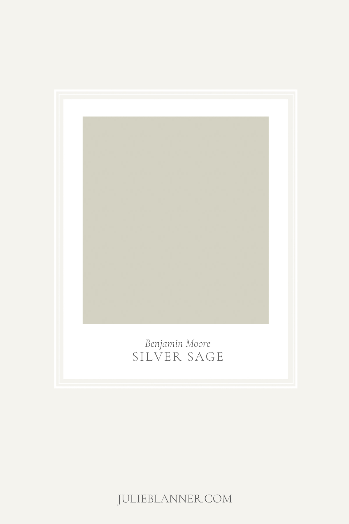 A sage green paint color swatch of Benjamin Moore Silver Sage.