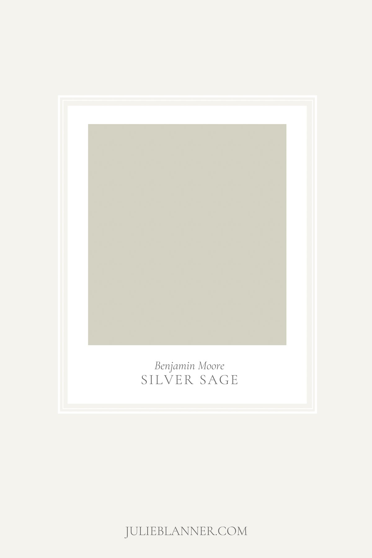 A sage green paint color swatch of Benjamin Moore Silver Sage.