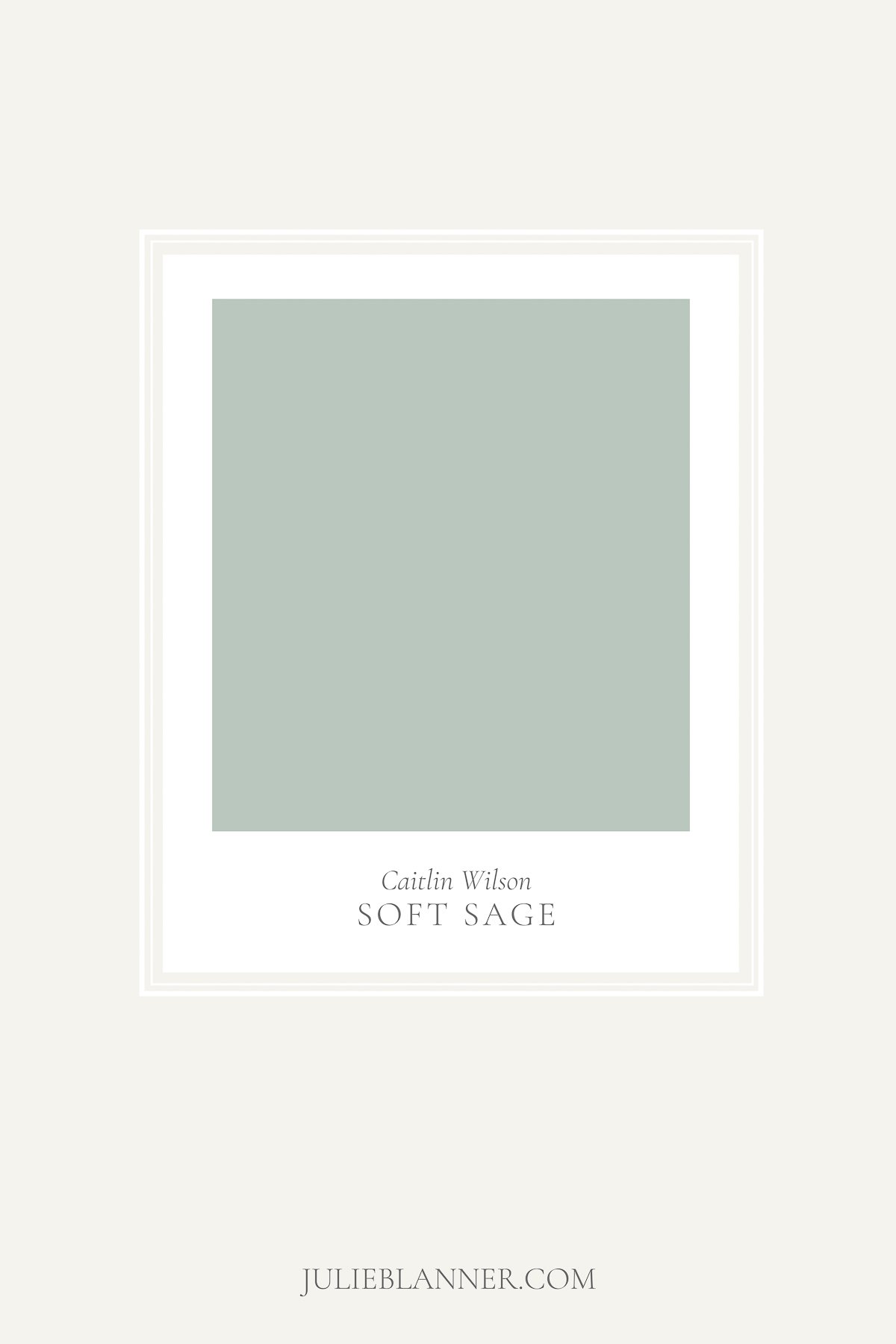 A sage green paint color swatch of a Caitlin Wilson paint color called Soft Sage.