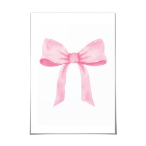 A pink bow on a white background adds a touch of coquette charm to tween bedroom ideas.