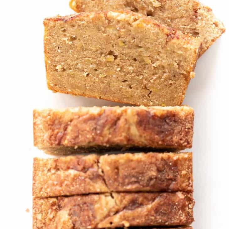 sliced banana bread on white surface