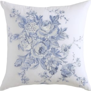 A blue and white pillow with a floral design, perfect for a tween girl bedroom.
