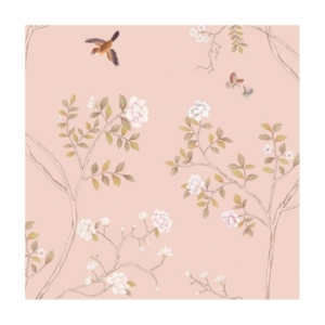 A wallpaper with birds and flowers, perfect for a tween bedroom.