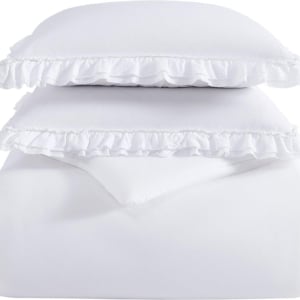 Ruffle duvet cover set - white for a tween girl bedroom.