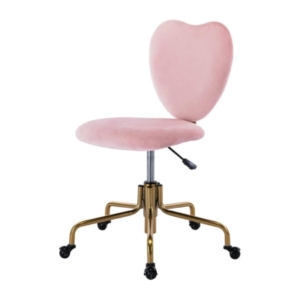 Looking for tween bedroom ideas? Add a touch of glam to your tween girl's bedroom with this pink heart shaped office chair on a gold base.