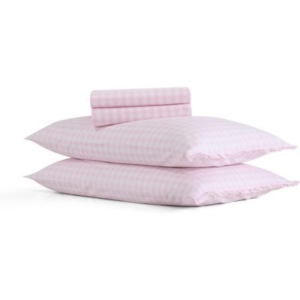 Pink and white checkered sheet set for a tween girl bedroom.